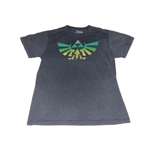 Mens Large Legend of Zelda Shirt Nintendo Triforce Tee Gray Link Classic Cotton - Picture 1 of 4